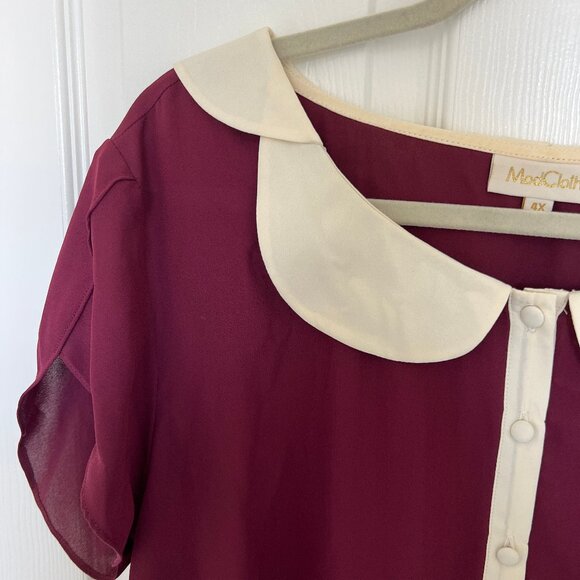 Modcloth Maroon Top - Picture 2 of 3